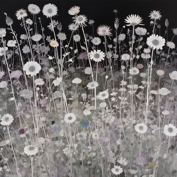 Floral Art Print in Black and White - Picture 1 of 1